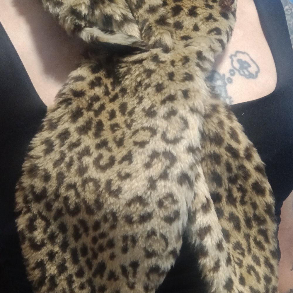 Vintage Leopard Print Faux Fur Scarf